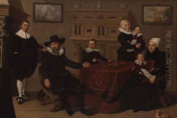 Portrait De Famille Dans Un Interieur Hollandais Oil Painting by Pieter Jacobs Codde