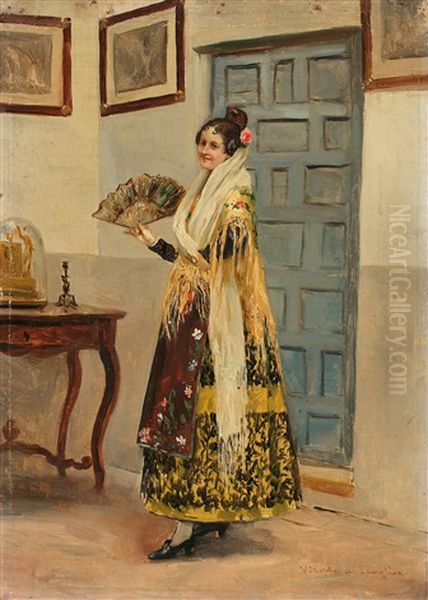 Langlin_victorian Codina Joven Valenciana Oil Painting by Victoriano Codina Y Langlin