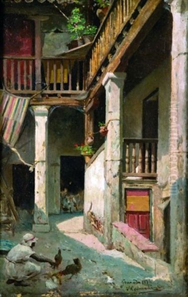 L'arriere-cour Du Palais Oil Painting by Victoriano Codina Y Langlin