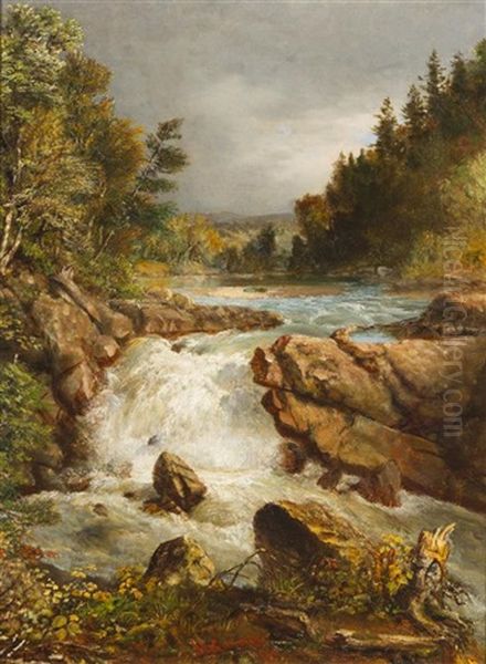 Forest Waterfall Oil Painting by John Amory Codman