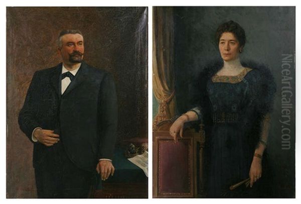 Portrait D'homme Et Portrait De Dame (pair) Oil Painting by Hubert Coeck