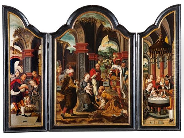 Die Anbetung Der Drei Konige Oil Painting by Pieter Coecke van Aelst the Elder