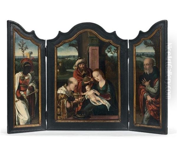 Adoration Des Mage (triptych) Oil Painting by Pieter Coecke van Aelst the Elder