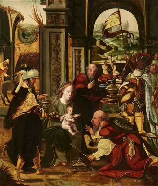 The Adoration Of The Magi Oil Painting by Pieter Coecke van Aelst the Elder