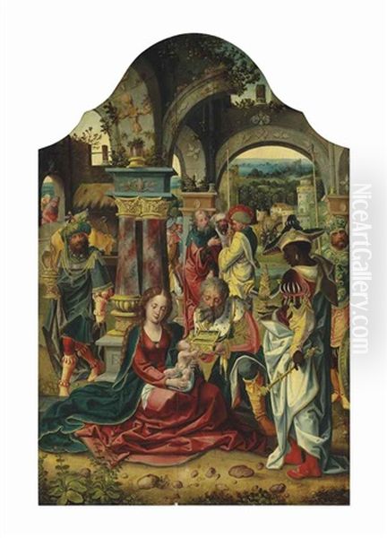 The Adoration Of The Magi (in Collab. W/studio) Oil Painting by Pieter Coecke van Aelst the Elder