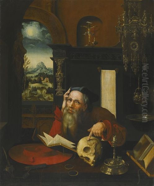 Saint Jerome In His Study Oil Painting by Pieter Coecke van Aelst the Elder