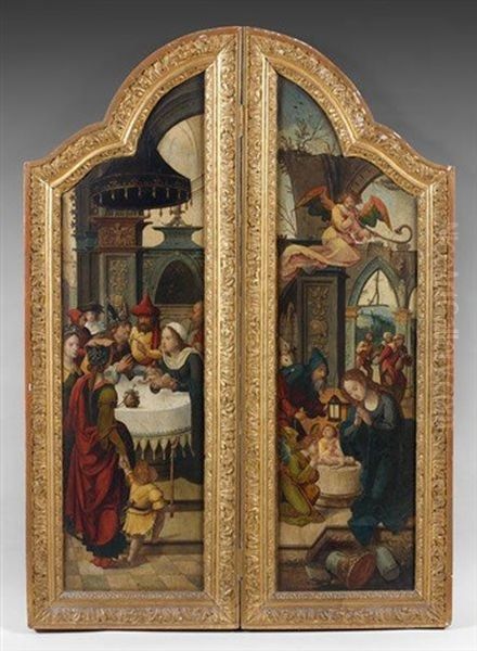 La Presentation Au Temple (triptych) Oil Painting by Pieter Coecke van Aelst the Elder