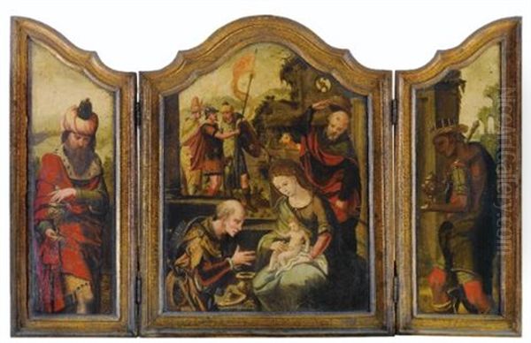 L'adoration Des Mages (triptych) Oil Painting by Pieter Coecke van Aelst the Elder