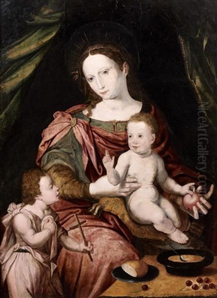 Vierge A L'enfant Aux Cerises Avec Saint Jean-baptiste Oil Painting by Pieter Coecke van Aelst the Elder