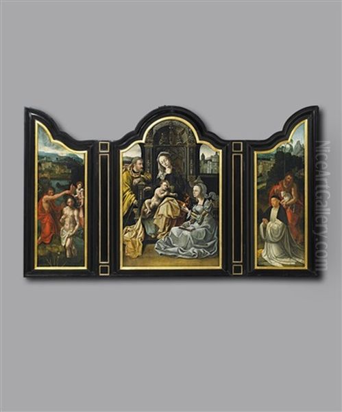 Altar Mit Der Heiligen Familie (triptych) Oil Painting by Pieter Coecke van Aelst the Elder