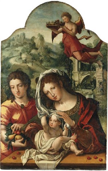 The Virgin And Child With Saint John Oil Painting by Pieter Coecke van Aelst the Elder