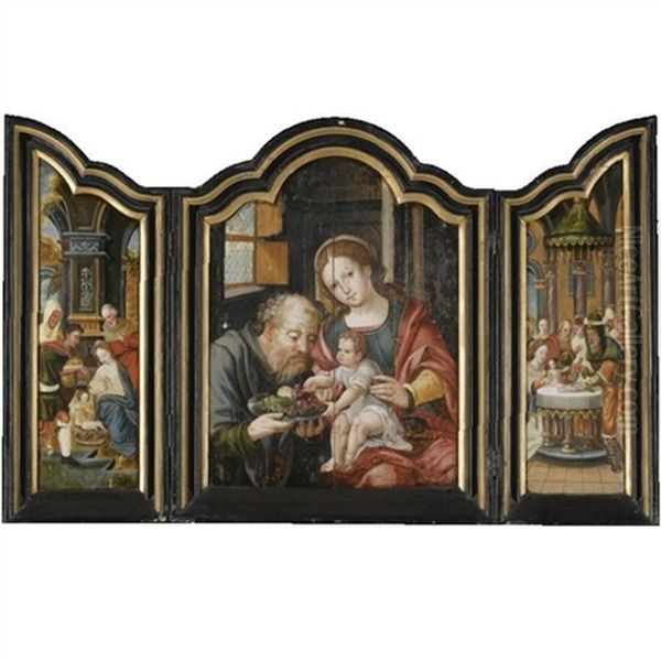 Holy Family (triptych) Oil Painting by Pieter Coecke van Aelst the Elder