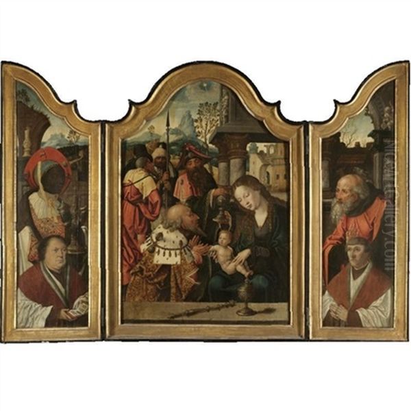 The Adoration Of The Magi (triptych) Oil Painting by Pieter Coecke van Aelst the Elder