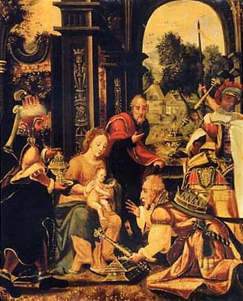 The Adoration Of The Magi Oil Painting by Pieter Coecke van Aelst the Elder