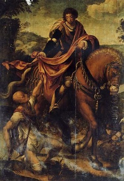 Saint Martin Dividing His Cloak Oil Painting by Pieter Coecke van Aelst the Elder