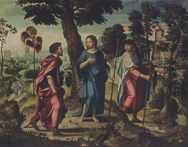 Christ And His Disciples On Their Way To Emmaus Oil Painting by Pieter Coecke van Aelst the Elder