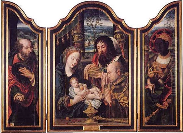 The Adoration Of The Magi; Saint Joseph; Balthasar Oil Painting by Pieter Coecke van Aelst the Elder