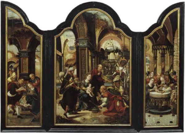 Die Anbetung Der Heiligen Drei Konige Oil Painting by Pieter Coecke van Aelst the Elder