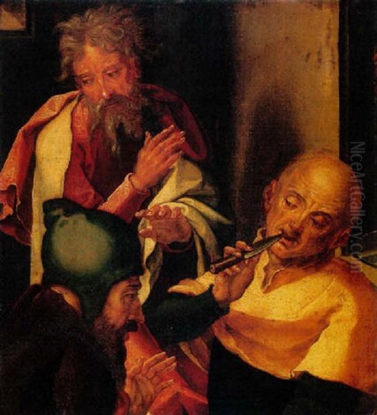 Three Elders Disputing Oil Painting by Pieter Coecke van Aelst the Elder