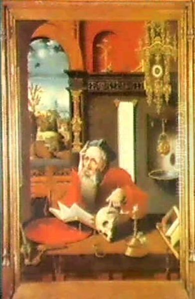 St Jerome In His Study Oil Painting by Pieter Coecke van Aelst the Elder