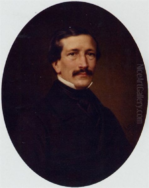 Portrait Of Arsene Gustave Bellanger, Wearing A Dark Suit Oil Painting by Louis Eugene Coedes