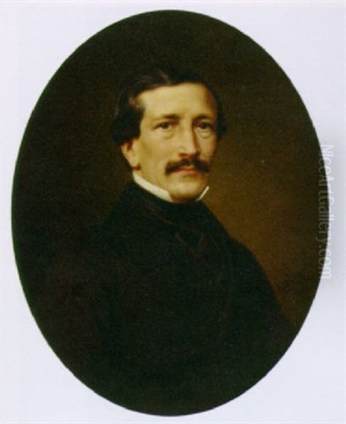 Portrait Of Arsene Gustave Bellanger Wearing A Dark Suit Oil Painting by Louis Eugene Coedes