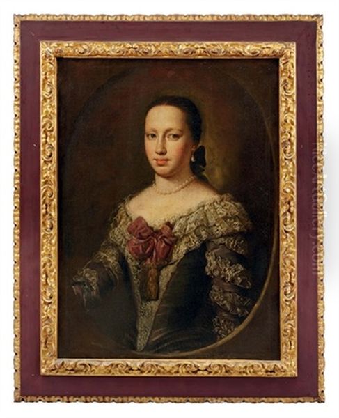 Portrait Of A Lady In A Lace-trimmed Dress, A Pink Bow At Her Corsage Oil Painting by Claudio Coello