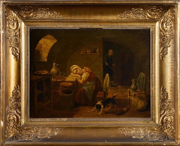 La Cuisiniere Endormie Oil Painting by Constantinus-Fidelio Coene