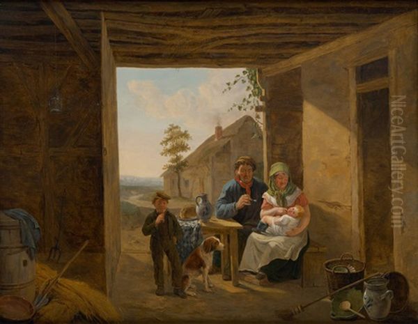 Une Heureuse Famille Oil Painting by Constantinus-Fidelio Coene