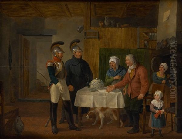 La Visite Des Militaires Oil Painting by Constantinus-Fidelio Coene