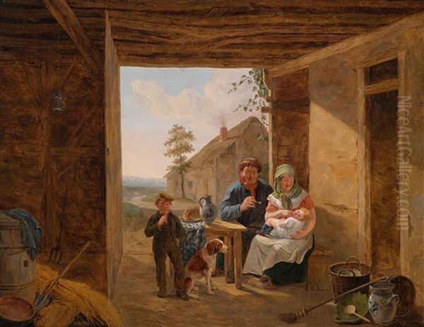 Gluckliche Familie Oil Painting by Constantinus-Fidelio Coene