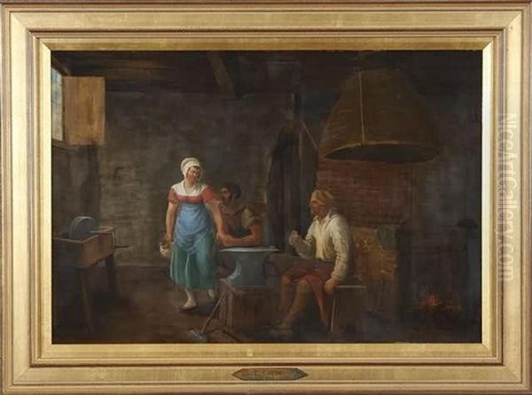 Interior Genre With Figures Oil Painting by Constantinus-Fidelio Coene