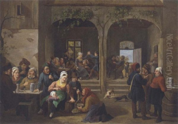 Merrymaking At The Tavern Oil Painting by Constantinus-Fidelio Coene