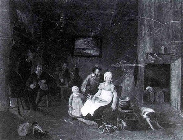 Figures At The Inn Oil Painting by Constantinus-Fidelio Coene