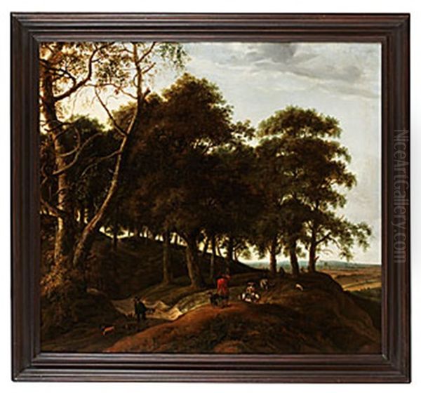 Landskap Med Jaktsallskap Oil Painting by Isaac Coene