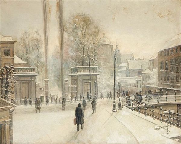 Mechlin City View In Winter Oil Painting by Jean Baptiste Coene