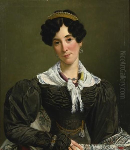 Portrait De Victoire Du Bois Oil Painting by Jean Henri de Coene