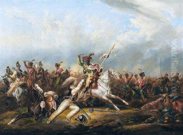 Schlachtenszene Aus Den Napoleonischen Kriegen Oil Painting by Jean Henri de Coene