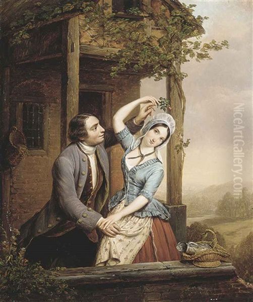 A Flirtatious Liaison Oil Painting by Jean Henri de Coene