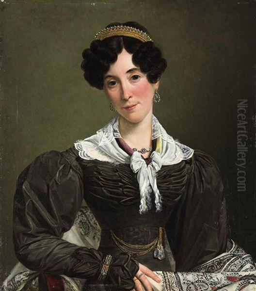 Portrait Of Victoire Du Bois, Wife Of Felix Eloy by Jean Henri de Coene