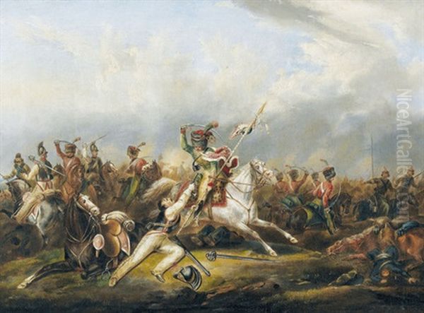 Schlachtenszene Aus Napoleonischen Kriegen Oil Painting by Jean Henri de Coene