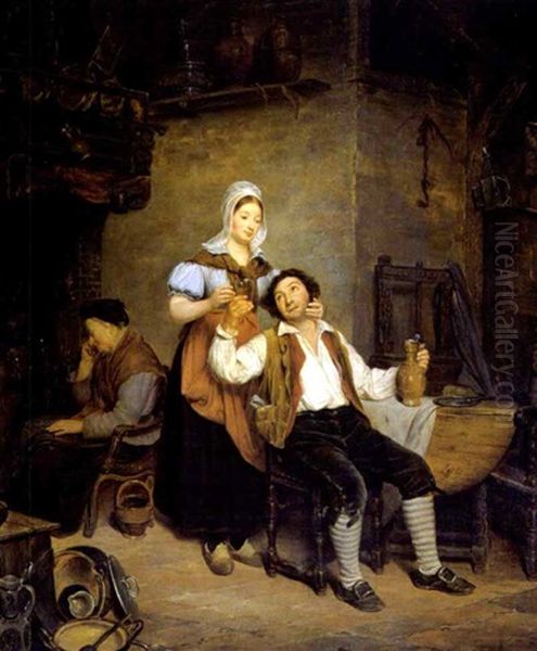 De Geliefden Oil Painting by Jean Henri de Coene