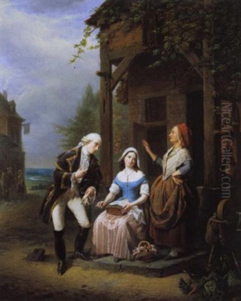 Het Aanzoek Oil Painting by Jean Henri de Coene