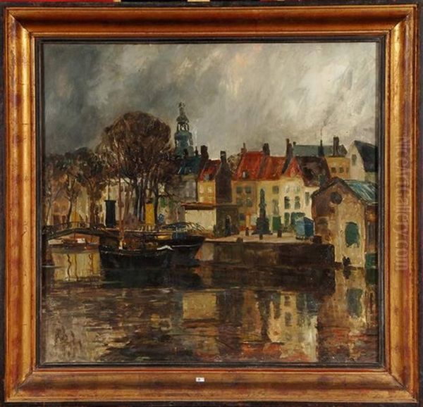 Coin D'amsterdam Au Canal Oil Painting by Joseph Francois de Coene