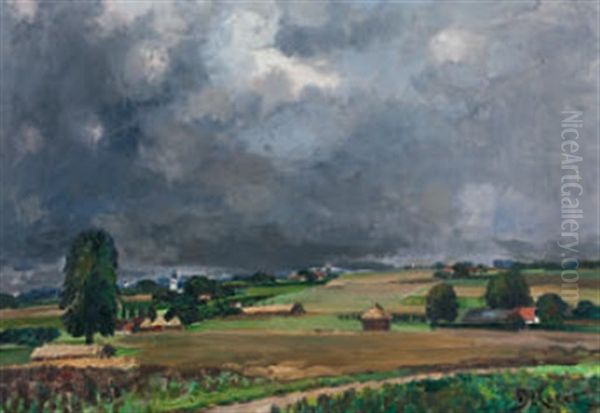 Gewitterlandschaft Bei Kortrijk, Belgien Oil Painting by Joseph Francois de Coene