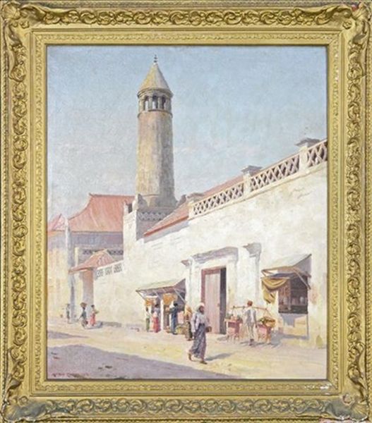 The Principal Mosque, Arab Kampoeng, Grisee Oil Painting by Alfred Coffey