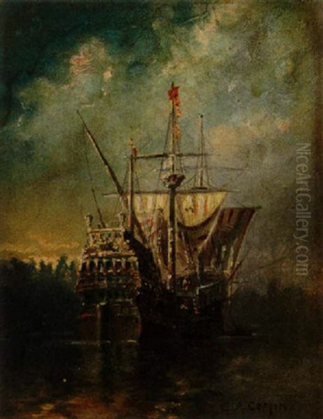 The Early English Arrivals Oil Painting by George Albert Coffin