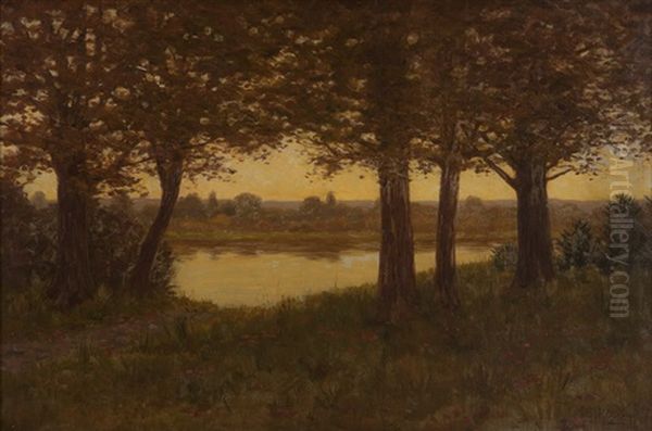 Landscape With Lake Oil Painting by William Anderson Coffin