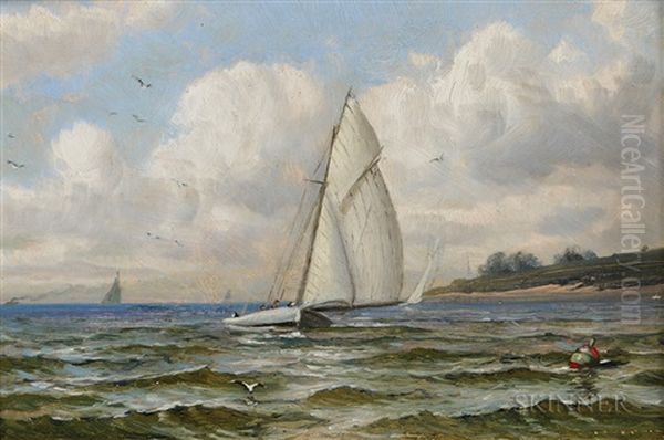 Sailboats At Sea Oil Painting by William Haskell Coffin