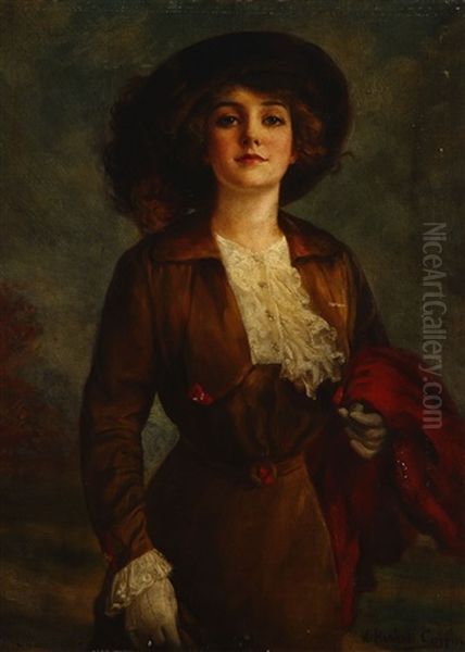 Lady Holding A Red Coat Oil Painting by William Haskell Coffin